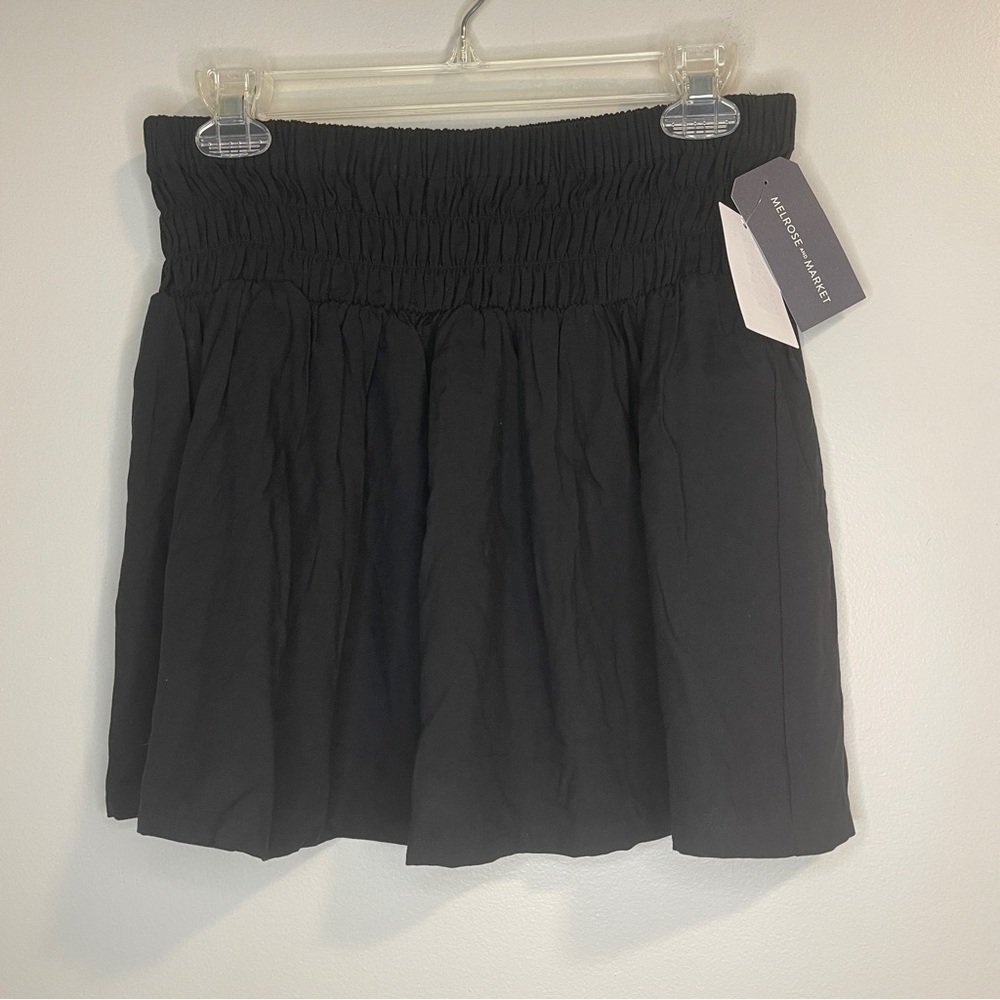 Melrose & Market Ruched Elastic Black Skirt Size M